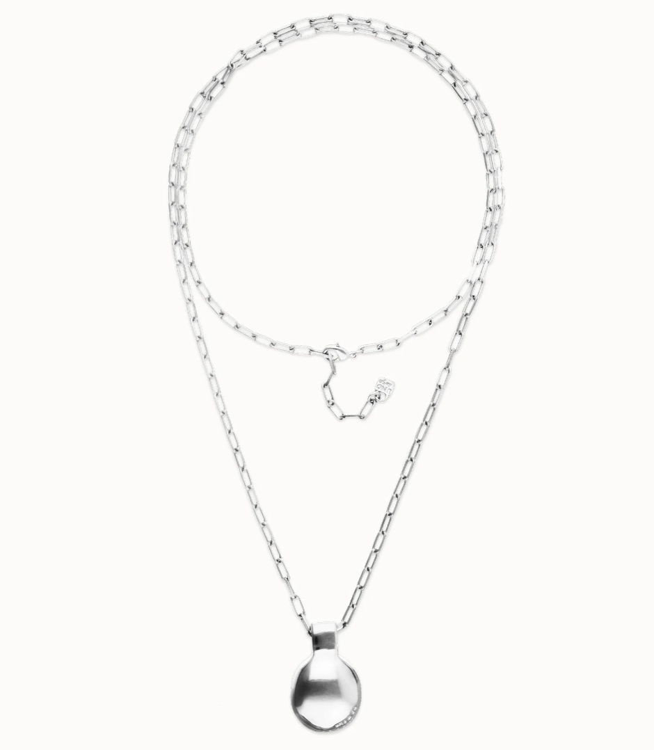 Collar largo bañado en plata de ley con esfera grande COL2050