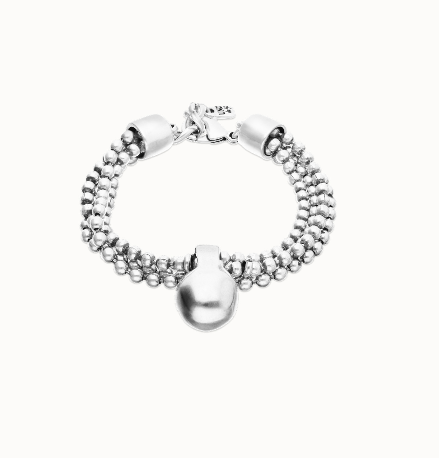 Pulsera con hilos plateados y esfera grande PUL2607