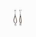 Pendientes de cuero largo con detalle de esfera bañado en plata de ley PEN1062