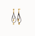 Pendientes de cuero largo doble con detalle de esfera bañado en oro 18k PEN1061MARORO