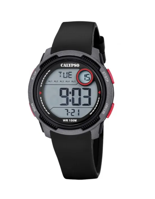 Reloj Calypso Digital Correa de Caucho Negro Unisex K6076/4