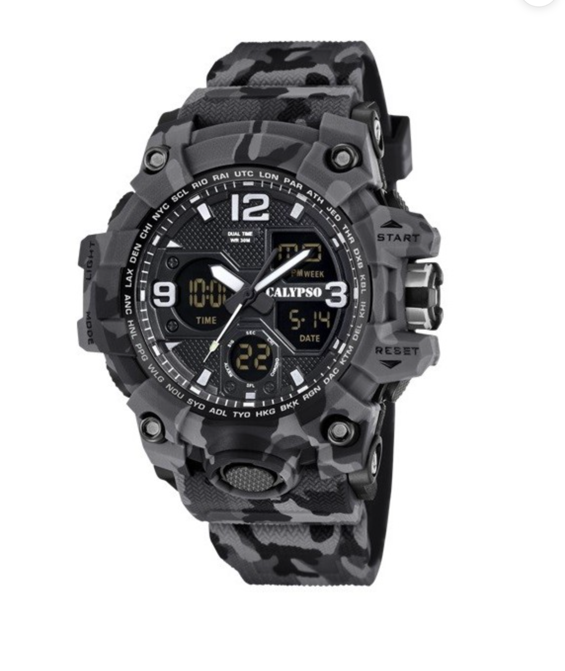 Reloj Calypso K5855/4 Hombre - X-trem, Camuflaje Gris Negro, 56mm