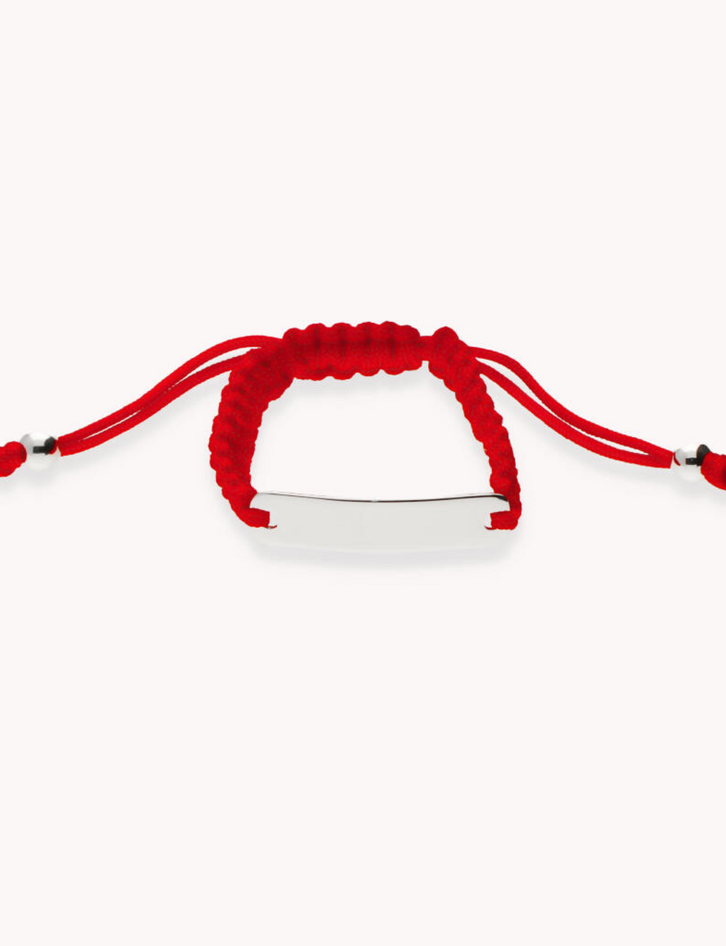 Pulsera esclava infantil macramé rojo de plata de ley 925 bañada en rodio