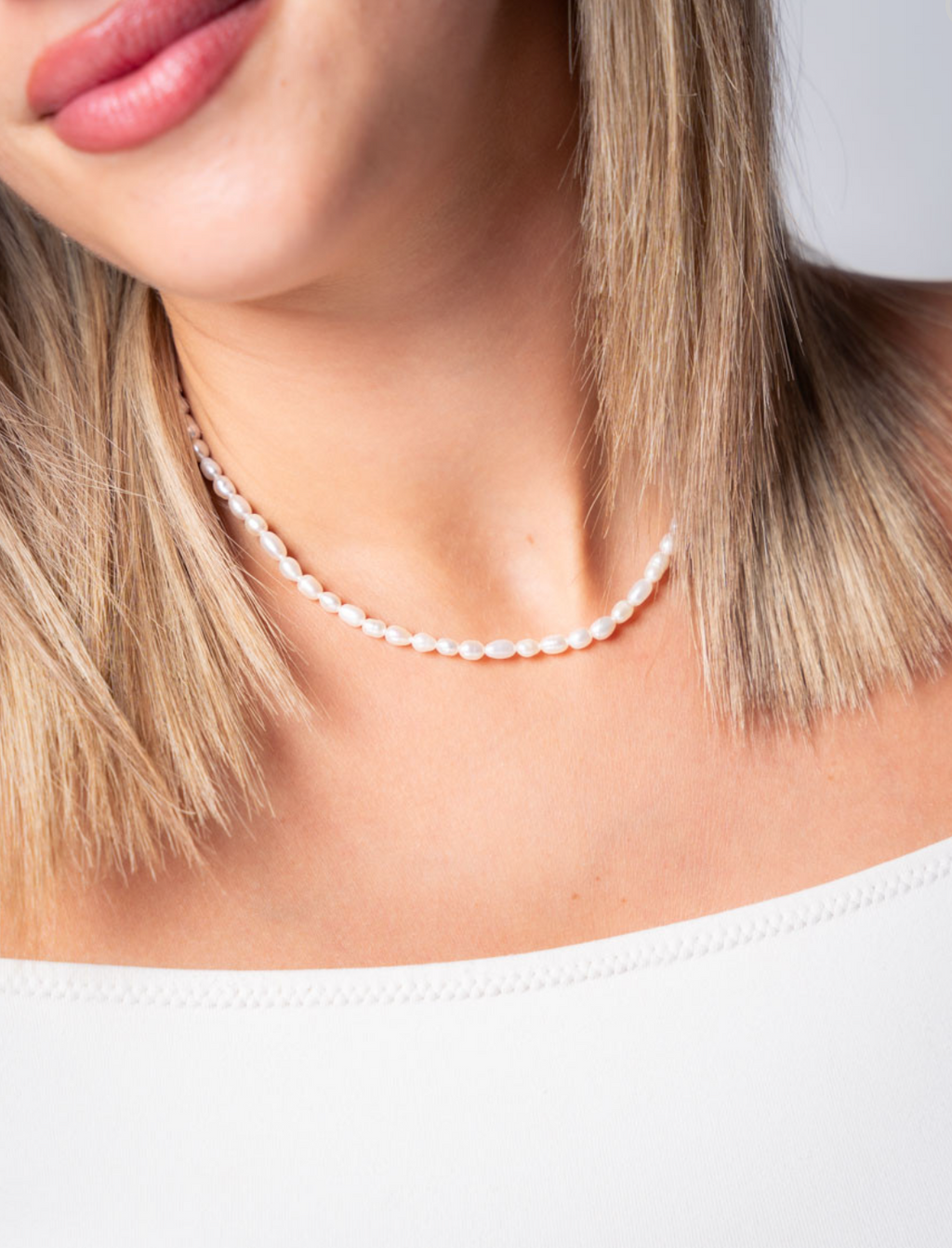 Collar perlas cultivadas mix cadena de plata de ley 925 bañada en rodio 42-8113