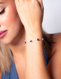 Pulsera zafiro en cadena de plata de ley 925 bañada en rodio  33-2049