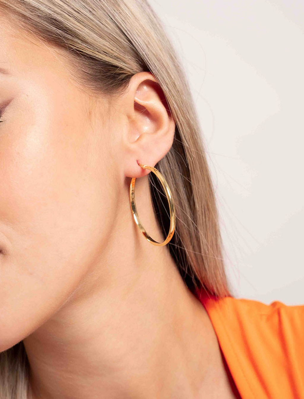 Pendientes de aro lía 40mm de plata de ley 925 bañada en oro  05-3407