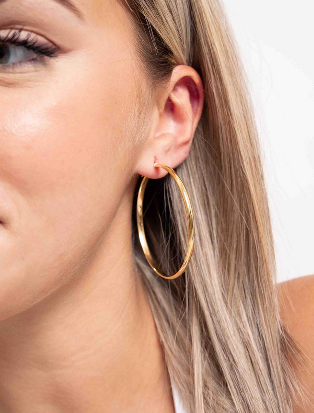 Pendientes de aro lía 50mm de plata de ley 925 bañada en oro 05-3430