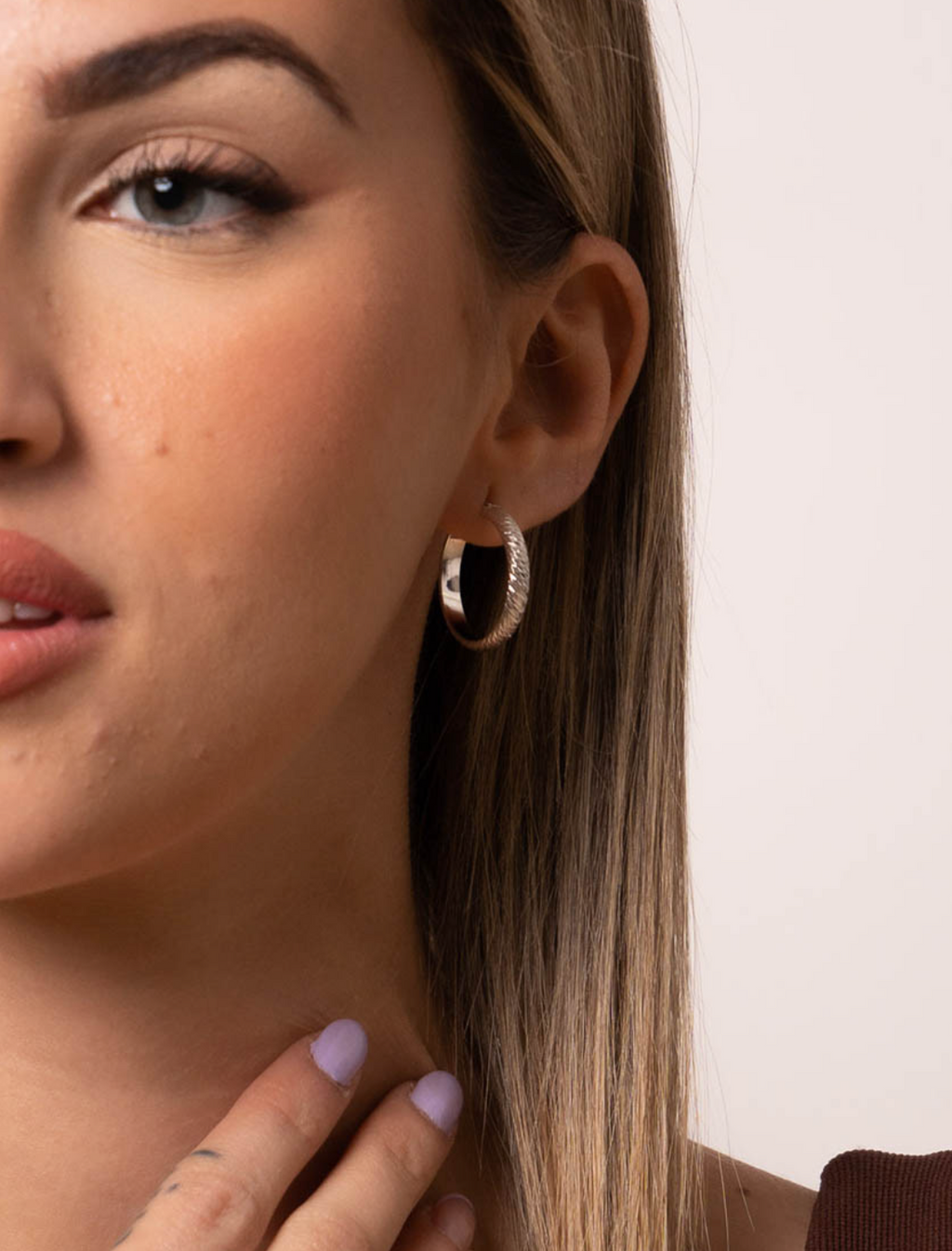 Pendientes de aro triz s de plata de ley 925 bañada en rodio. 13-3528