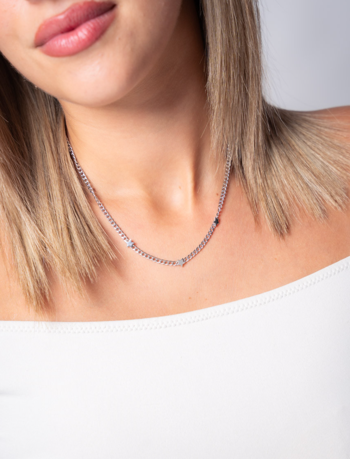 Collar estrellas magic choker de plata de ley 925 bañada en rodio 13-8623