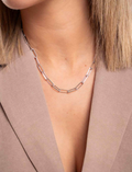 Collar eslabones lava cadena de plata de ley 925 bañada en rodio 13-8633