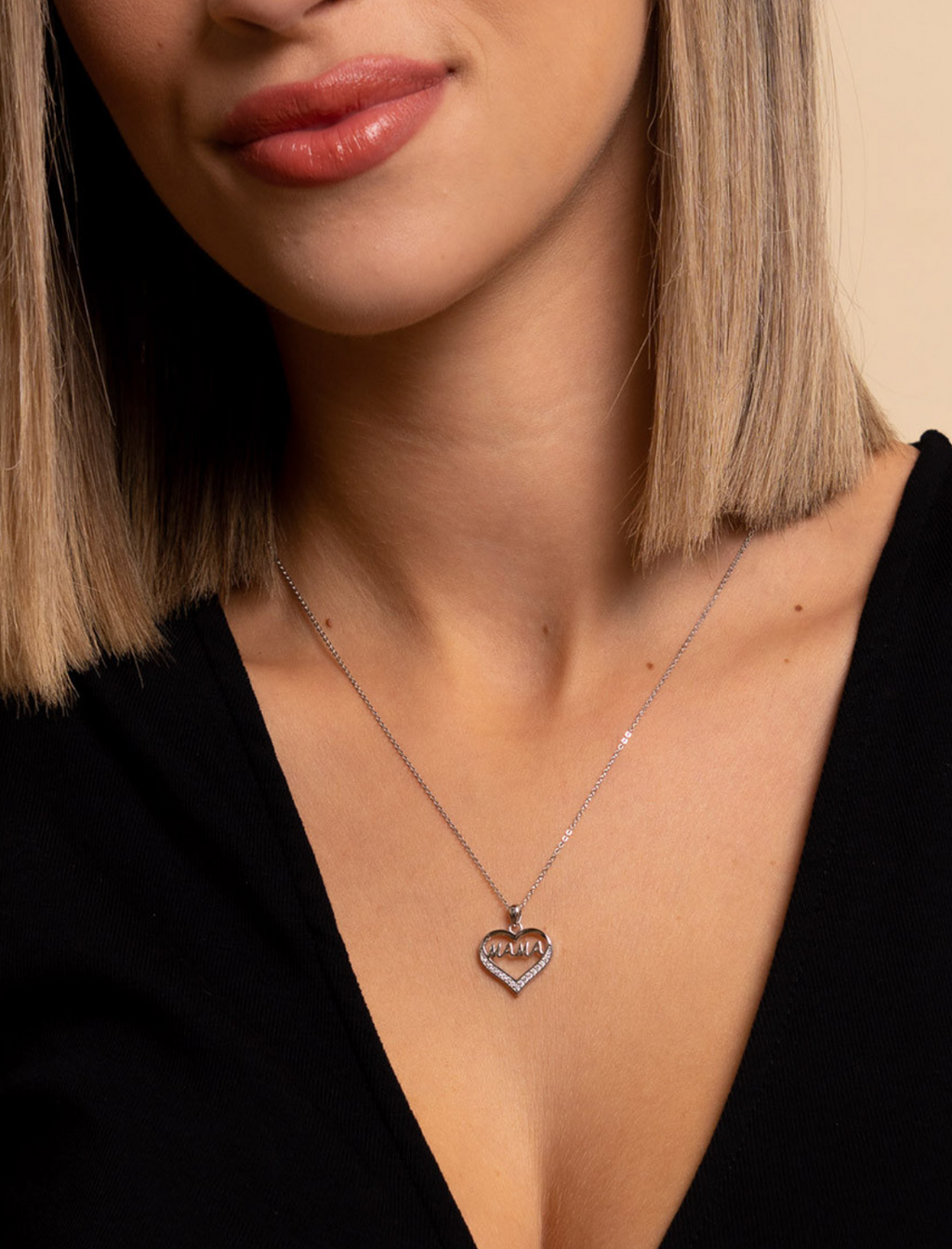 Colgante mamá mi corazón de plata de ley 925 bañada en rodio42-6085