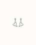 Pendientes PEN0887 bañados en plata de ley con forma de corazón clavado