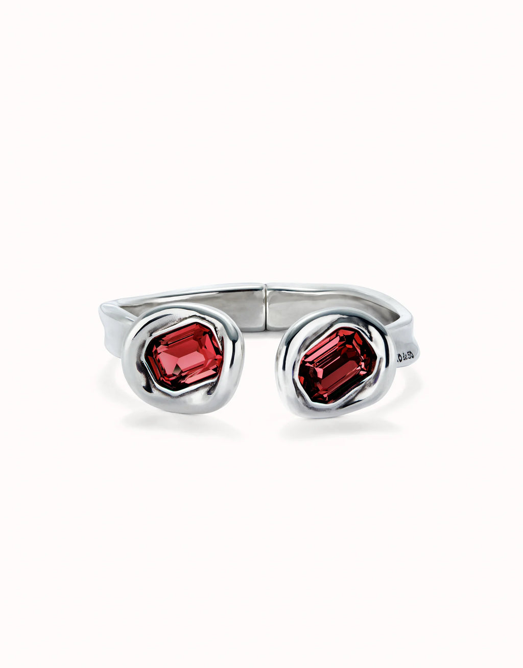 Pulsera PUL2453ROJMTL0M rígida bañada en plata de ley y dos cristales rojos