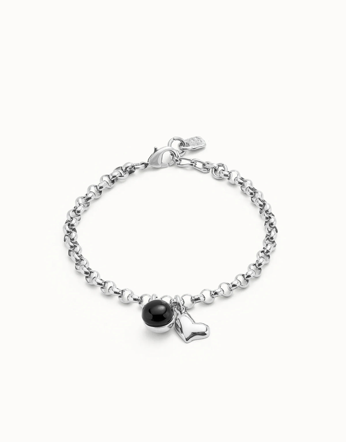 Pulsera PUL2538NGRMTL0M cadena bañadas en plata de ley con charm corazón TALLA M