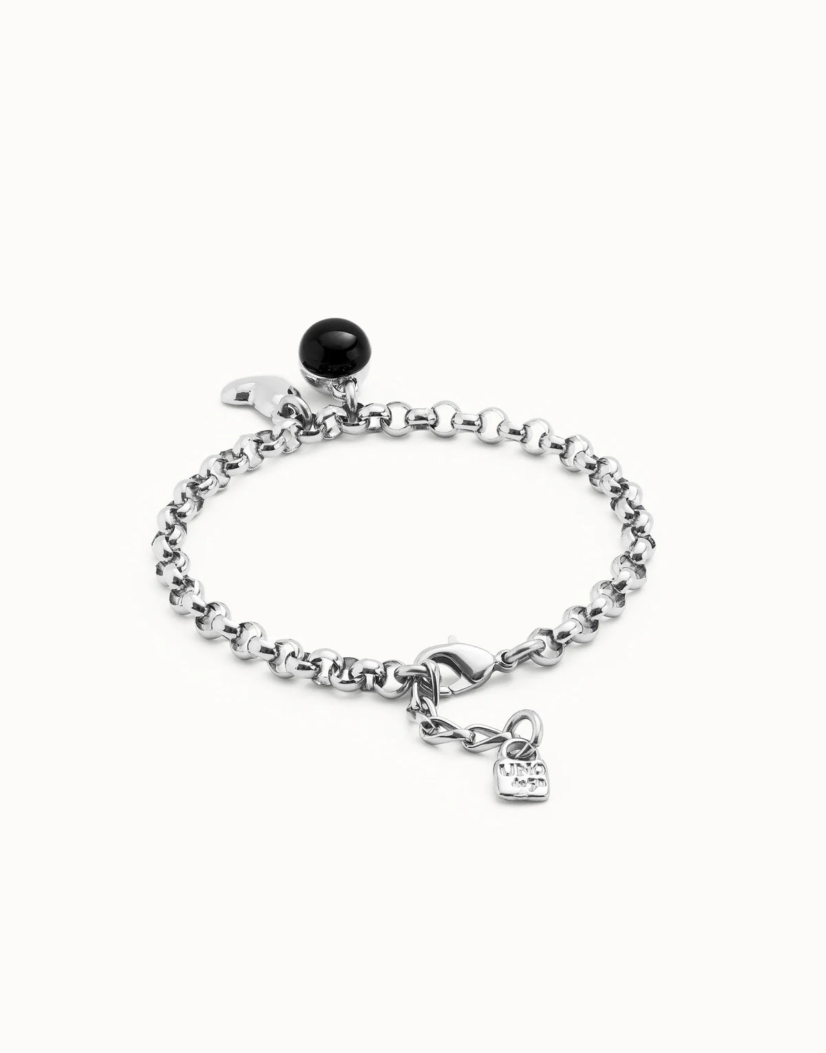 Pulsera PUL2538NGRMTL0M cadena bañadas en plata de ley con charm corazón TALLA M