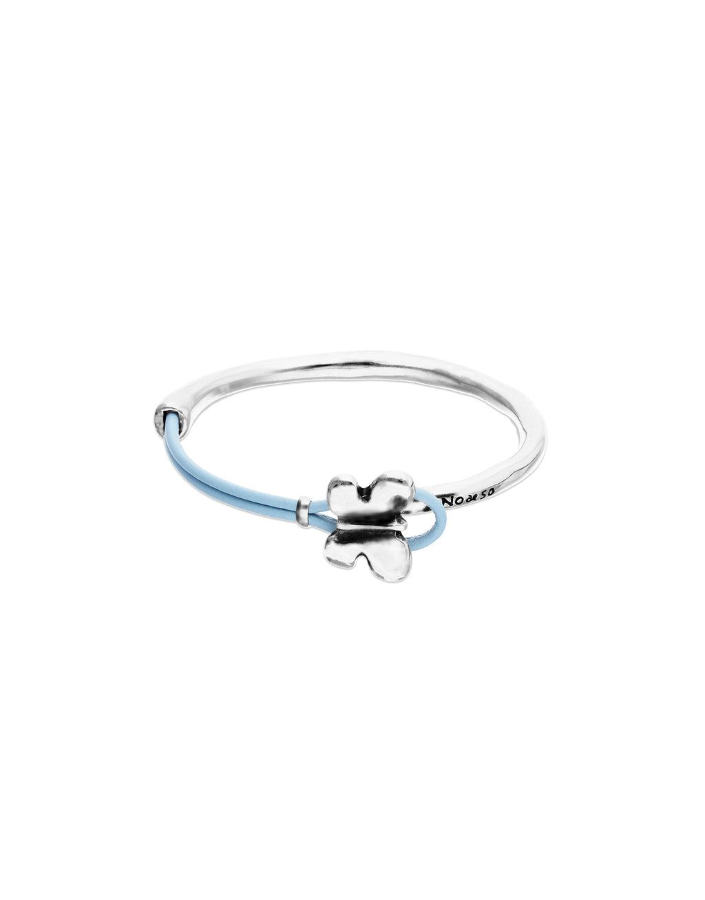 Pulsera PUL2614AZUMTL0M combinada en cuero azul y plata de ley con adorno de mariposa TALLA M