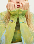Pulsera PUL2614AZUMTL0M combinada en cuero azul y plata de ley con adorno de mariposa TALLA M