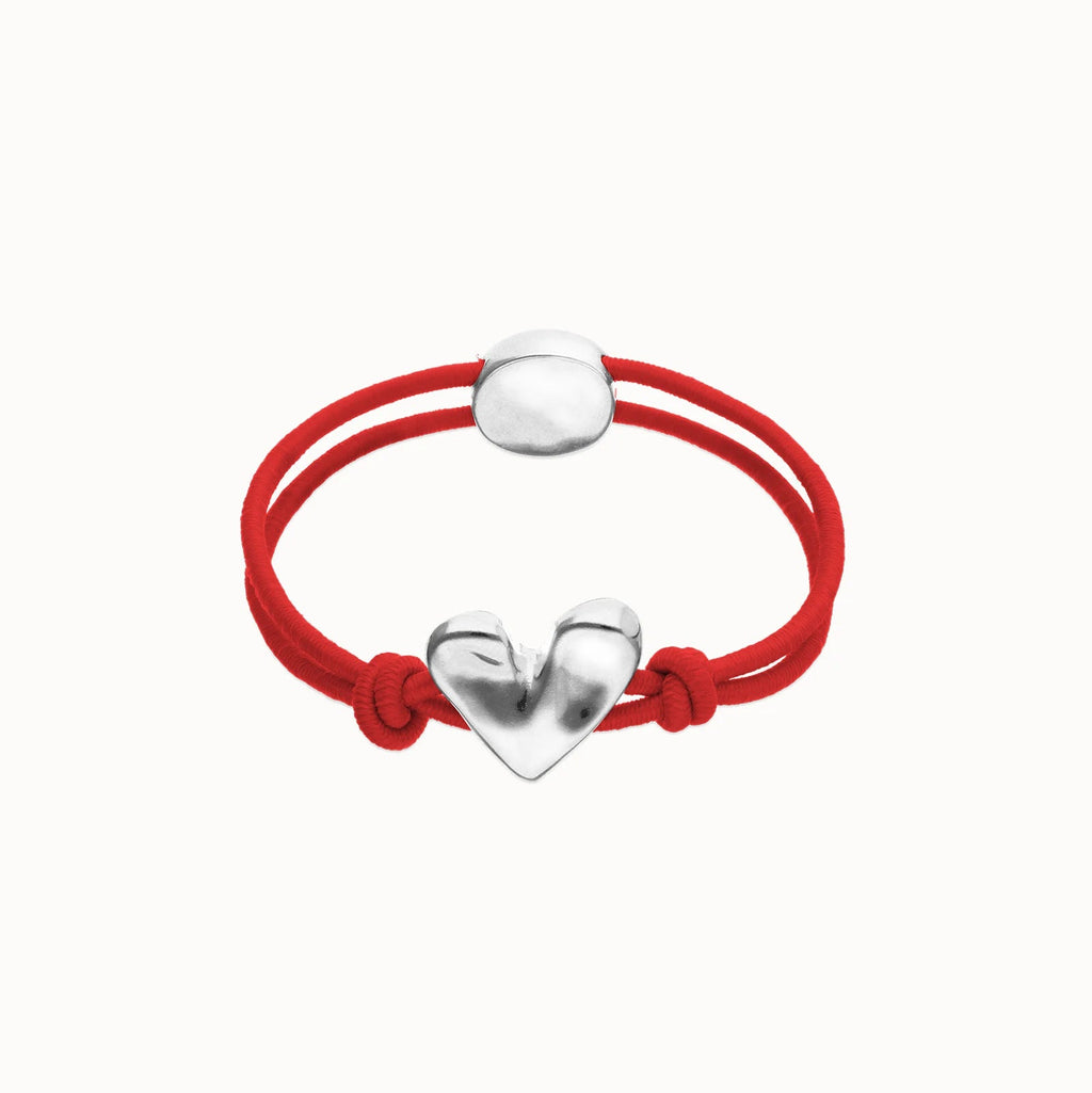 Pulsera PUL2641ROJMTL0S de hilo elástico rojo con corazón bañado en plata de ley  TALLA S