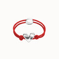 Pulsera PUL2641ROJMTL0S de hilo elástico rojo con corazón bañado en plata de ley  TALLA S