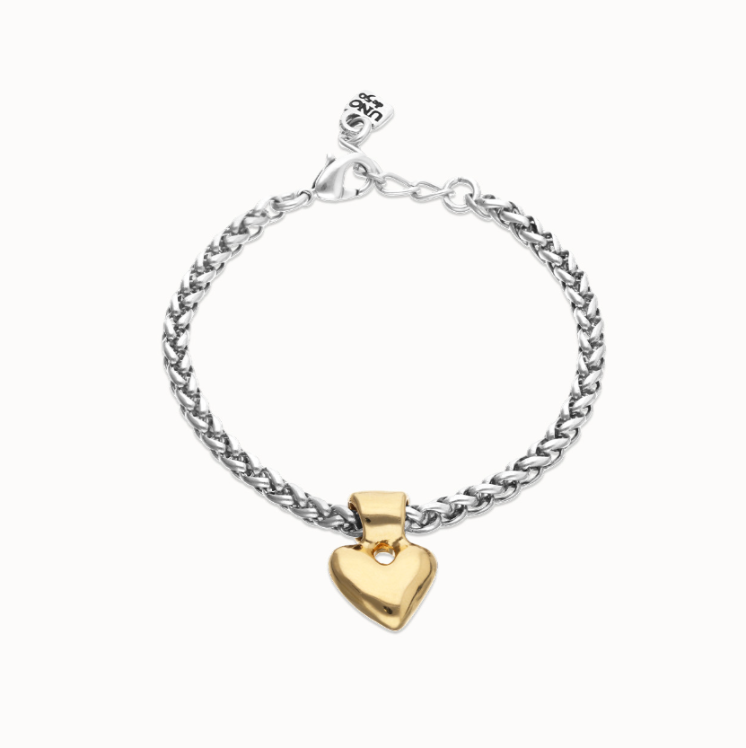 Pulsera de cadena con detalle de corazón pequeño bañado en oro 18k PUL2642OROMTL