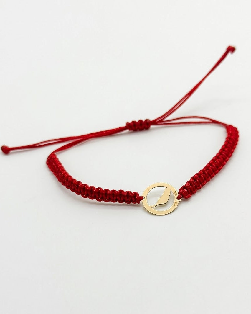 Pulsera hilo isla Fuerteventura - circulo 12 mm oro 18 ktes