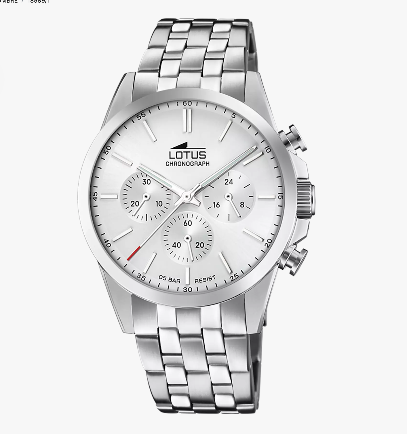 RELOJ LOTUS CHRONO 18989/1 BLANCO CORREA DE ACERO INOXIDABLE, HOMBRE