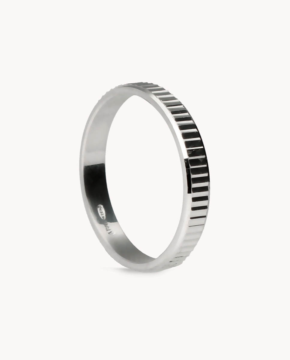 Anillo alianza barras 3,5 mm de plata de ley 925 bañada en rodio - 13-4178