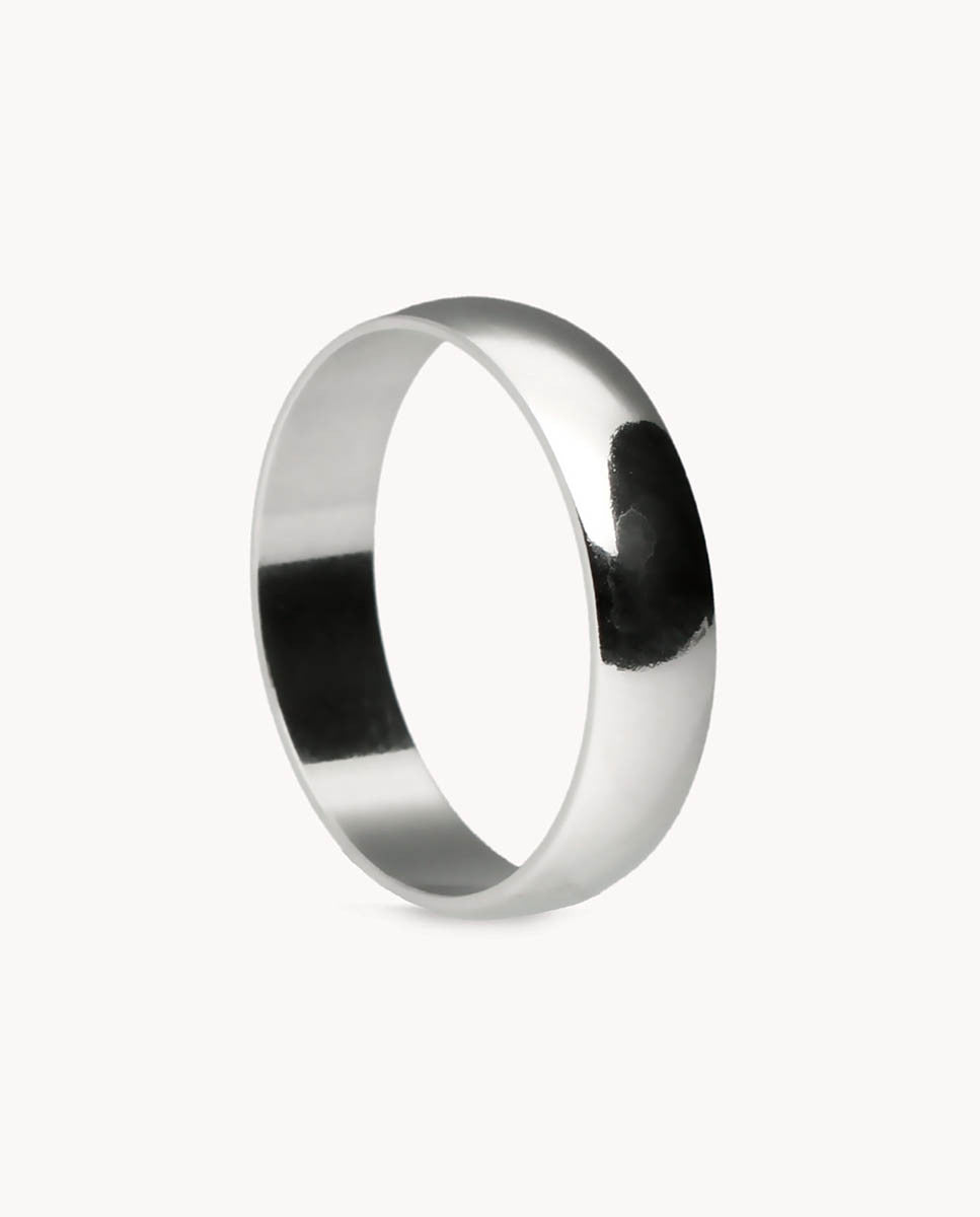 Anillo alianza lisa 5 mm de plata de ley 925 bañada en rodio - 13-4176