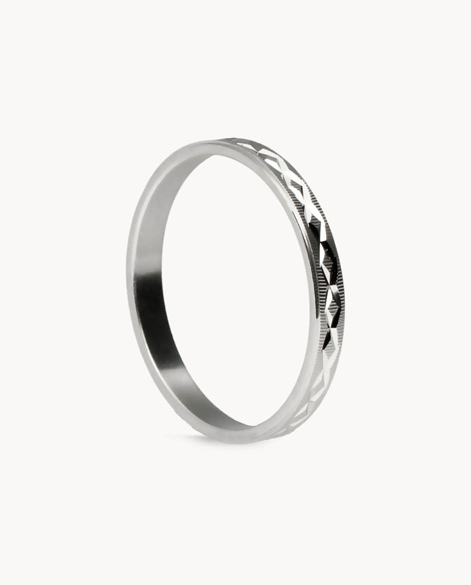 Anillo alianza rombo 3,5 mm de plata de ley 925 bañada en rodio 13-4097