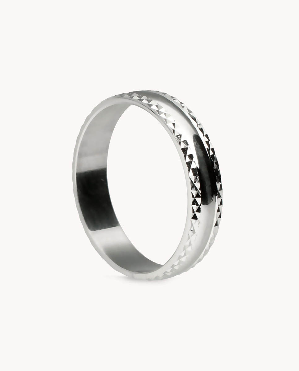 Anillo alianza rombos lapidados de plata de ley 925 bañada en rodio - 13-4171