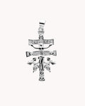Colgante cruz de caravaca 25 mm de plata de ley 925 bañada en rodio.  06-6112