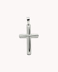 Colgante cruz doble de 18mm x 26mm de plata de ley 925 bañada en rodio 52-6146
