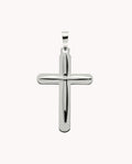Colgante cruz doble de 22mm x 32mm de plata de ley 925 bañada en rodio