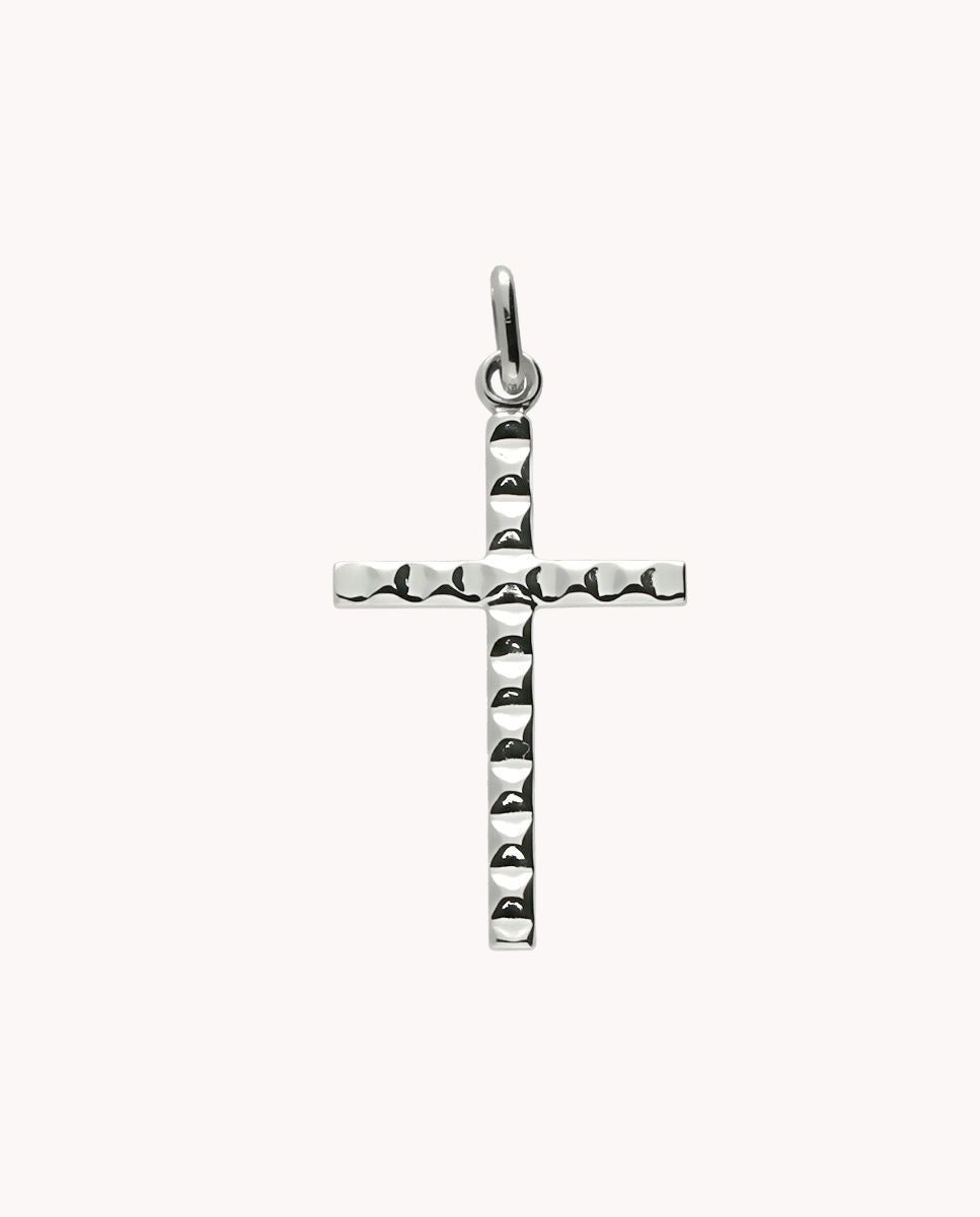 Colgante cruz lapidada de 18mm x 28mm de plata de ley 925 bañada en rodio 52-6148