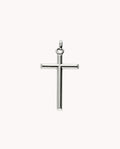 Colgante cruz lisa curva de 25mm x 40mm de plata de ley 925 bañada en rodio 52-6152