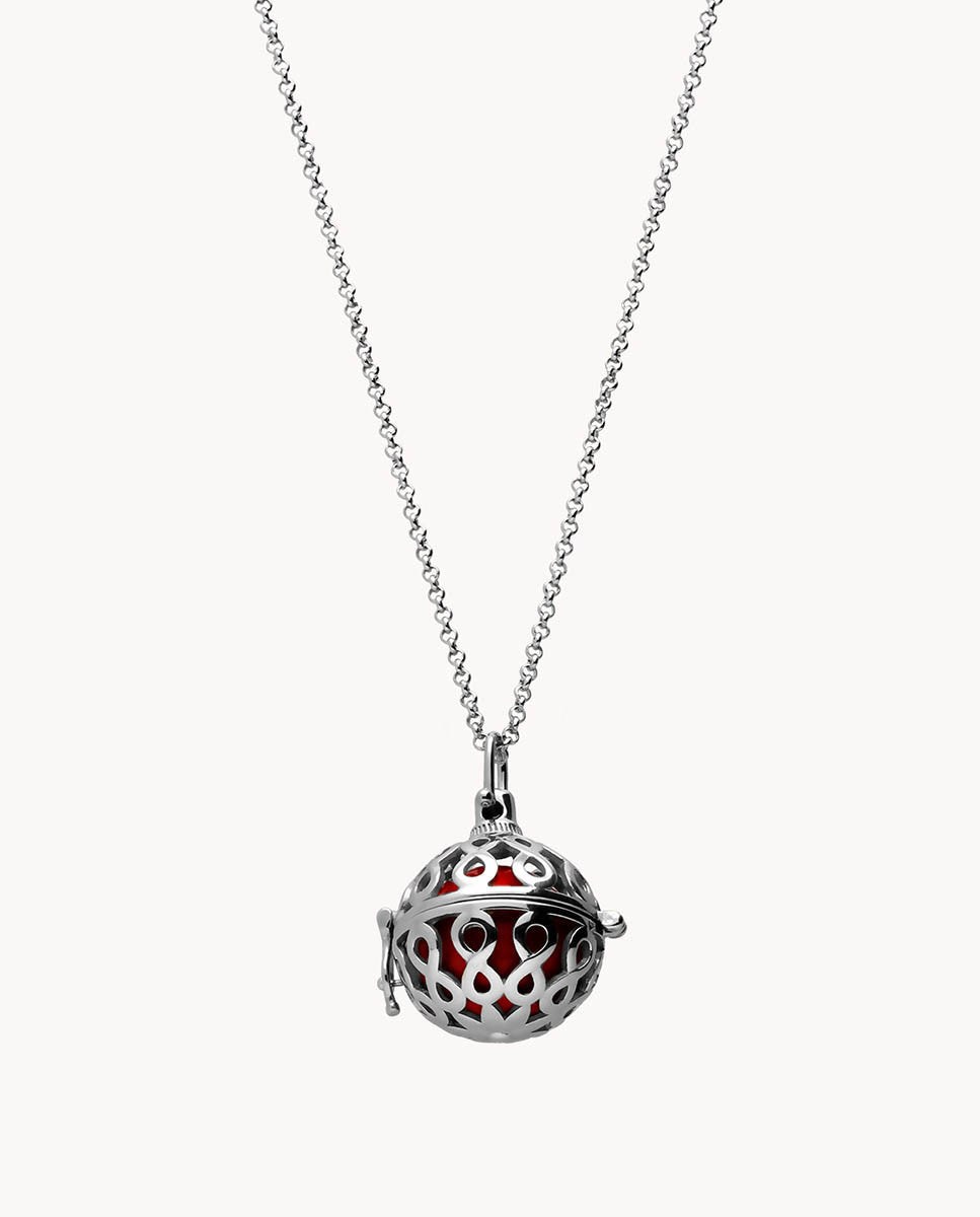 Colgante llamador de ángel rojo infinito de metal bañado en rodio 14-6400