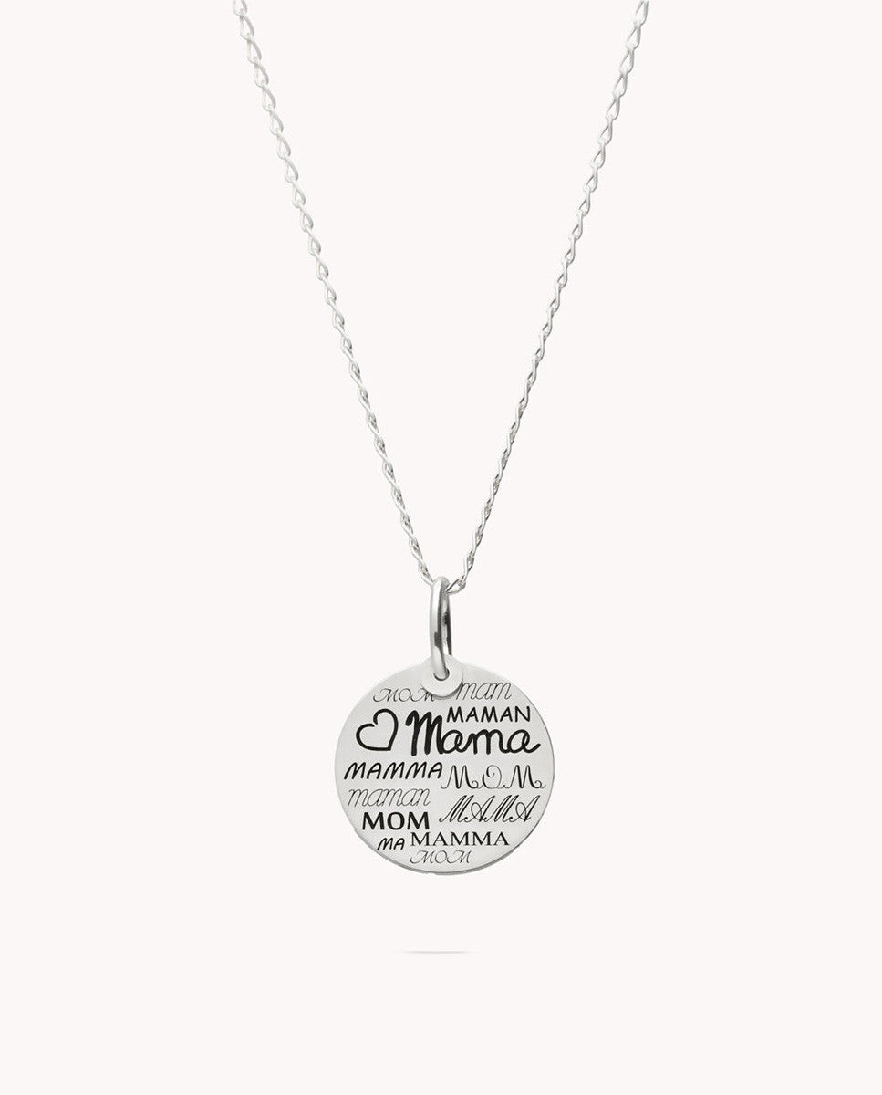Colgante mamá idiomas en placa de plata de ley 925 13-6259
