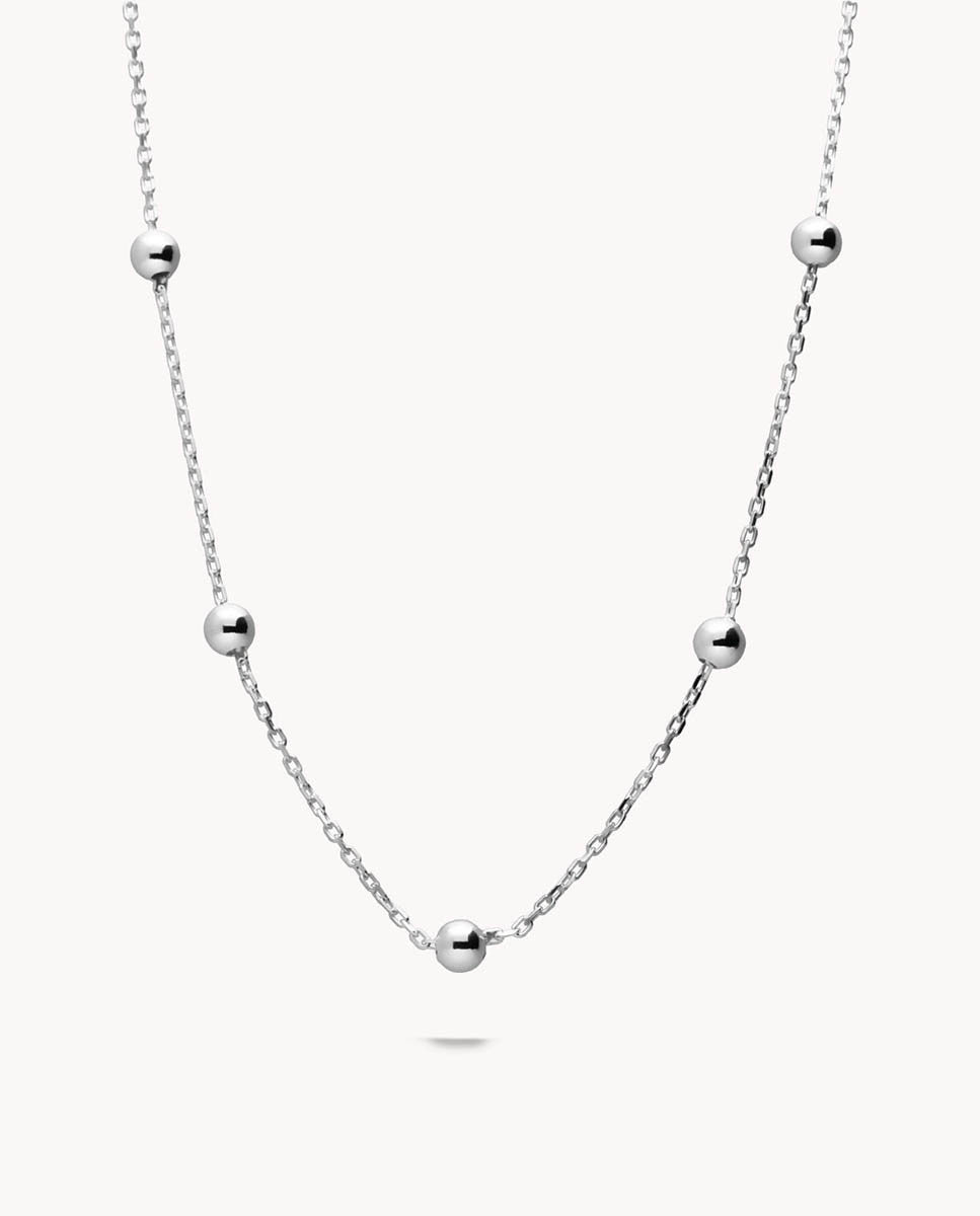 Collar bolas promesa de plata de ley 925 bañada en rodio 13-8711