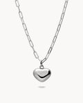 Collar corazón en eslabones de plata de ley 925 bañada en rodio 42-8118