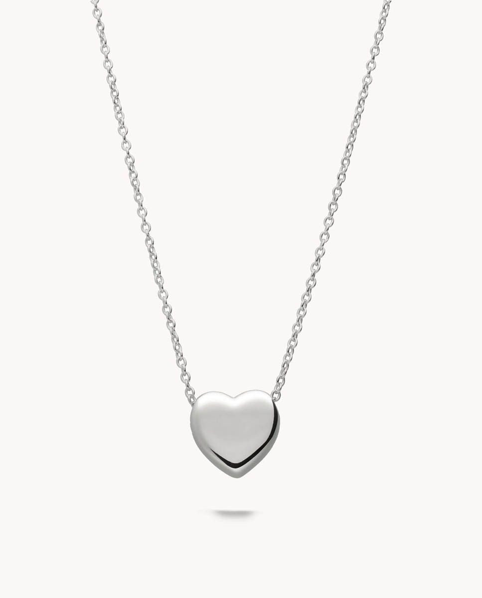 Collar corazón grueso de plata de ley 925 bañada en rodio 42-8121