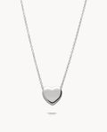 Collar corazón grueso de plata de ley 925 bañada en rodio 42-8121