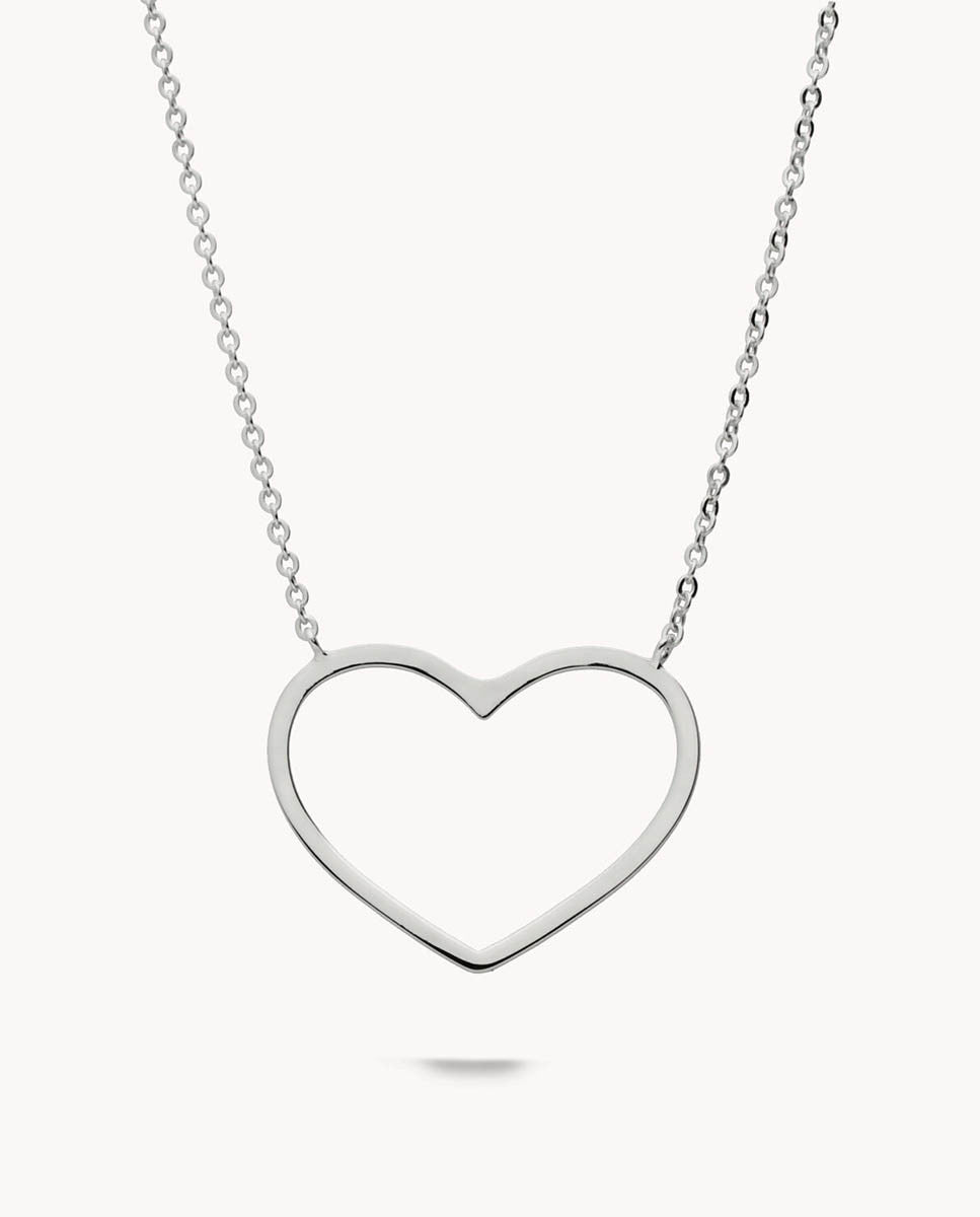 Collar corazón silueta amor propio de plata de ley 925 bañada en rodio 01-8046