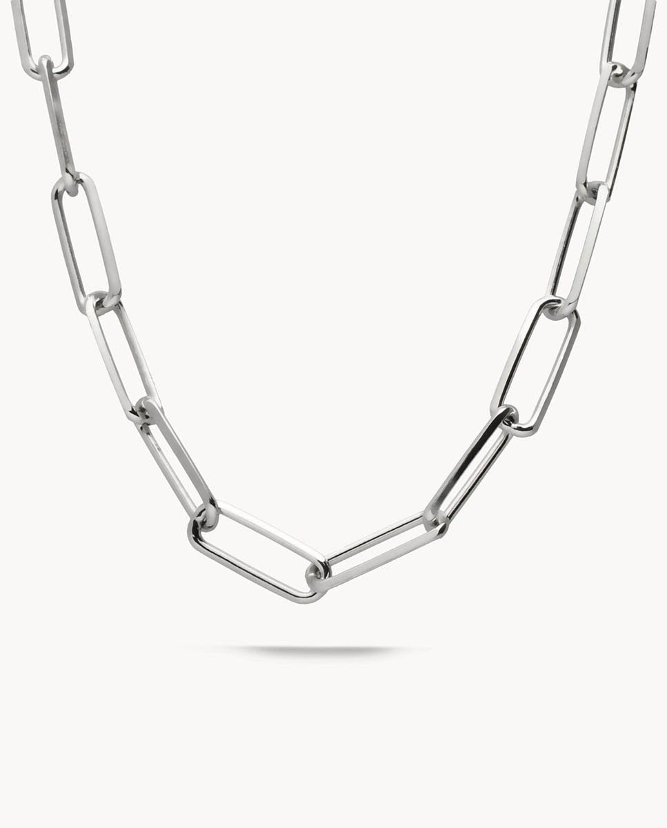 Collar eslabones lava cadena de plata de ley 925 bañada en rodio 13-8633