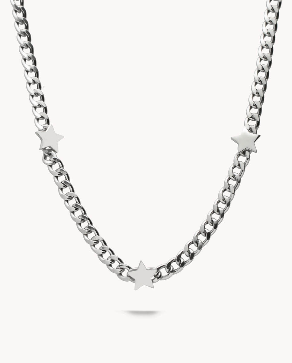 Collar estrellas magic choker de plata de ley 925 bañada en rodio 13-8623