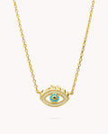 Collar ojo turco pestañas de plata de ley 925 bañada en oro 42-8036