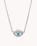 Collar ojo turco pestañas de plata de ley 925 bañada en rodio 42-8035