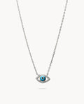 Collar ojo turco silueta brillante de plata de ley 925 bañada en rodio 42-8037