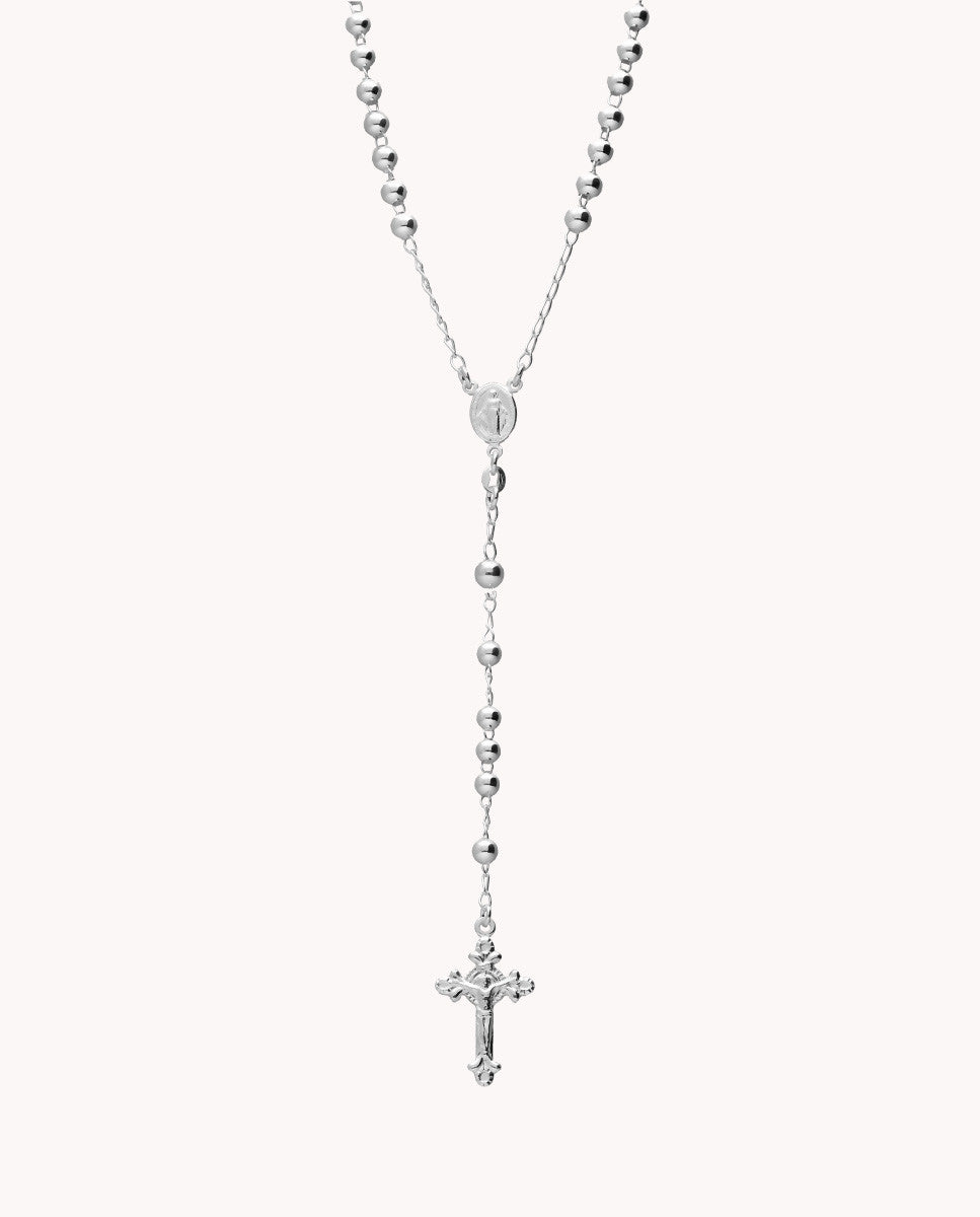 Collar rosario 5 mm 70 cms de plata de ley 925 13-8611