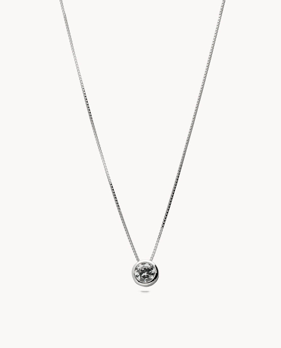 Collar solitario aria de plata de ley 925 bañada en rodio 15-6053