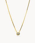 Collar solitario leire de plata de ley 925 bañada en oro 15-6126